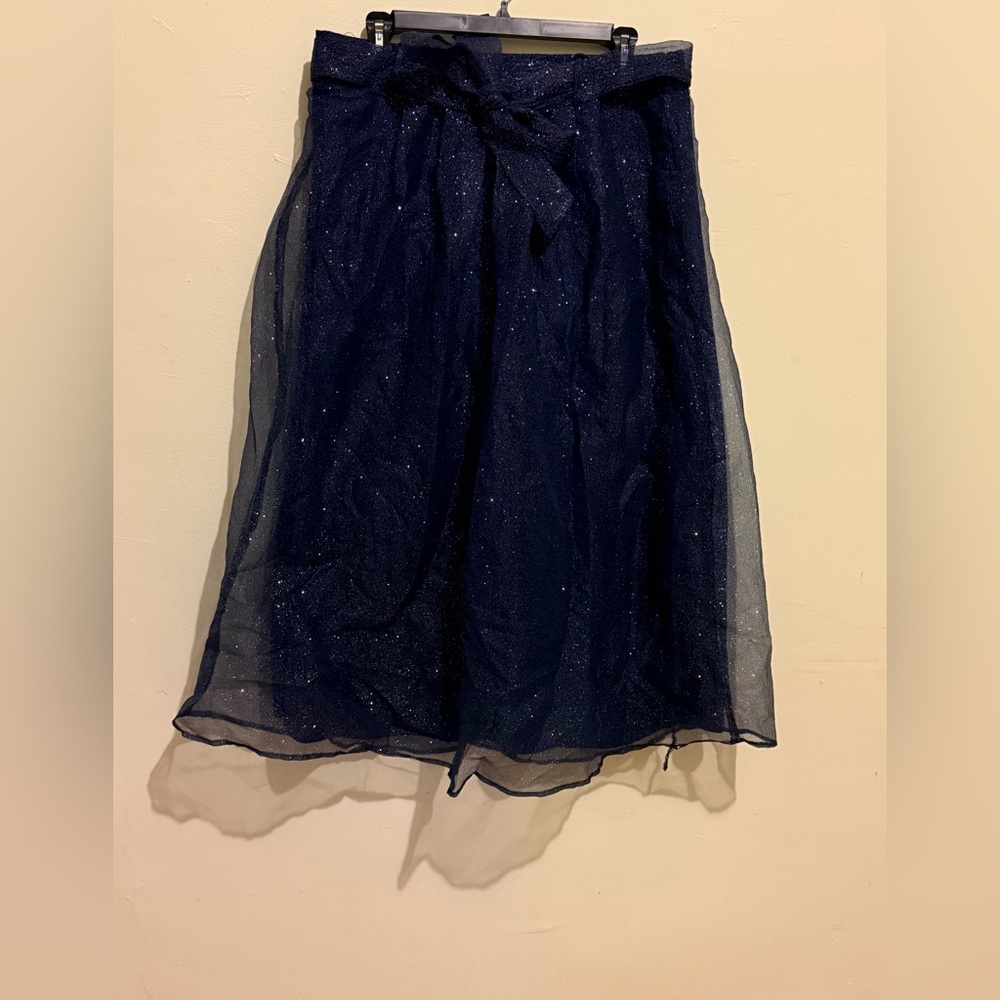 Alice Blue Navy Sparkle Tulle Midi Skirt | XL | Holiday Party